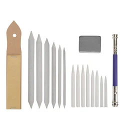 17pcs/set Sandpaper Blending Paper Stumps Sketch Pencil Extension Rod Extender Sharpen Drawing Tool