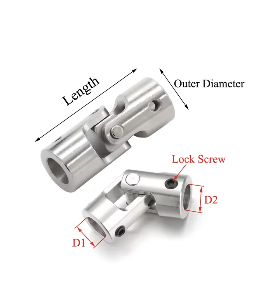 1pcs Rc Boat Car Shaft Coupler Metal Cardan Joint Motor Connector Universal Joint Coupling Gimbal 2/2.3/3/3.17/4/5/6/8/10/12mm