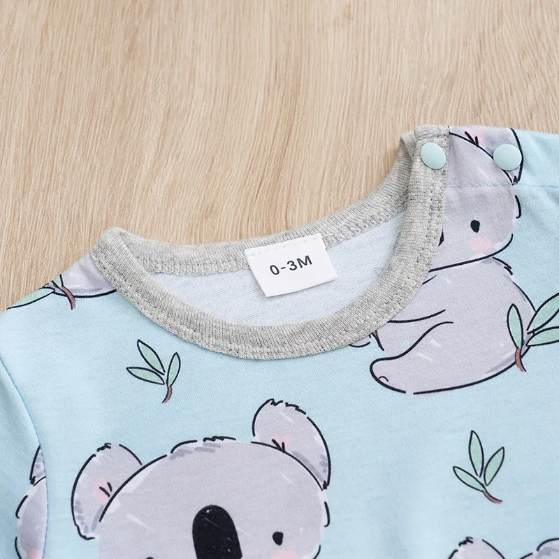 Newborn Clothing Cute Cartoon Koala Print Casual And Comfortable Soft Boys And Girls Summer 0-18 Short Sleeved Baby Jumpsuit