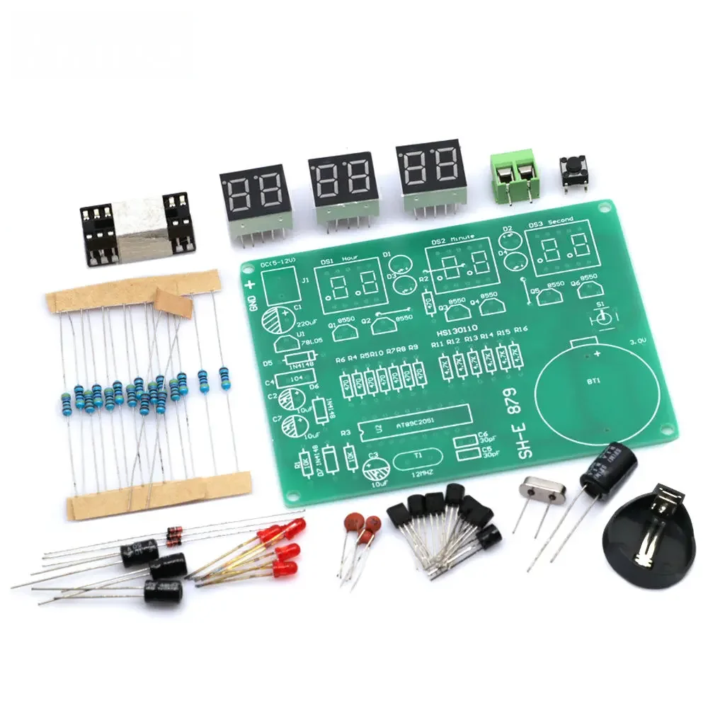 Kit fai da te AT89C2051 orologio elettronico tubo digitale Display a LED Suite modulo elettronico parti e componenti DC 9V - 12V