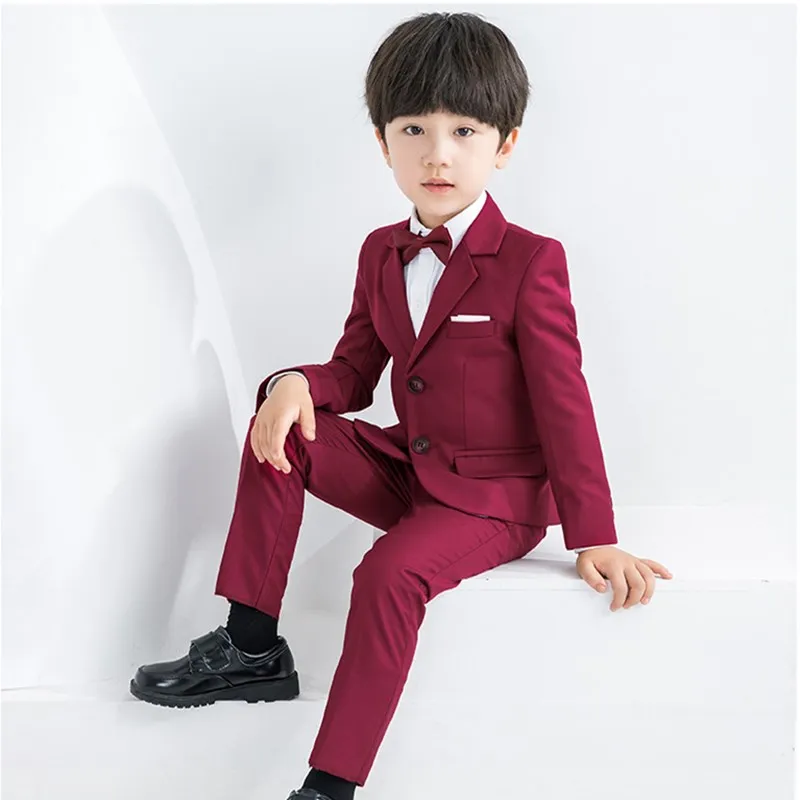 Boys White Suit For Baptism Children Formal Wedding Suit Flower Boys Blazer Pant 2PCS Tuxedo Dress Costume Kids Birthday Dress