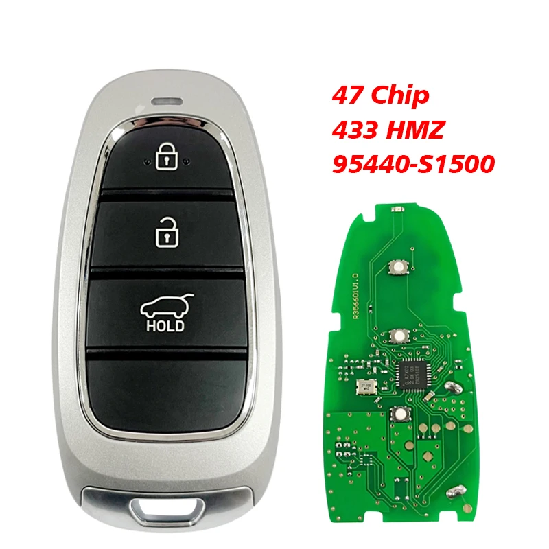 

CN020280 95440-S1500 Aftermarket 3 Button Key For Hyundai Santa Fe 2022 Smart Keyless Remote Fob 47 Chip 433Mhz FOB-4F25