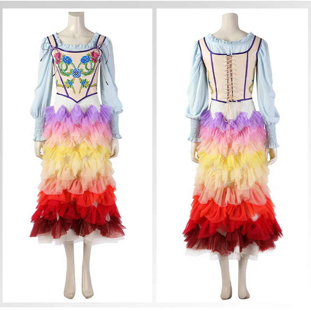 

New Arrival The Ballad of Songbirds and Snakes Lucy Cosplay Costume Vest Rainbow Skirt Shirt Set Women For Halloween Party Dress