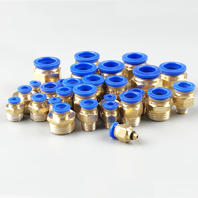 5PCS Pneumatic Air Connector Fitting PC 4mm 6mm 8mm 10mm 12mm Thread 1/8 1/4 3/8 1/2 Hose Fittings Pipe Quick Connectors