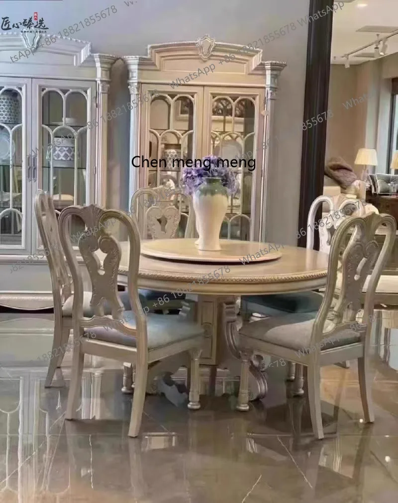 أثاث فني أمريكي خزانة مشروبات فرنسية كلاسيكية من الخشب الصلب نحت زهرة باب مزدوج عرض خزانة جانبية خزانة كتب #2