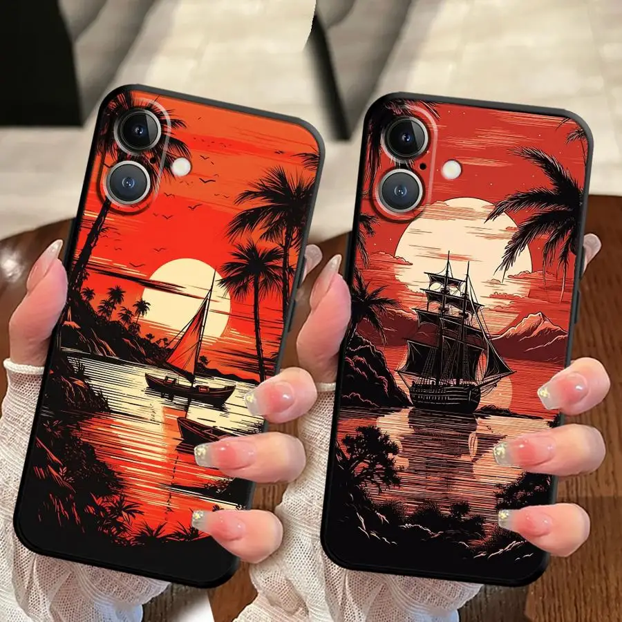 Soft Back Phone Cover Case for iPhone X XS XR SE 11 17Air 7 8 12 13 Mini 17 16 Pro Max 14 15 Plus Beautiful Scenery