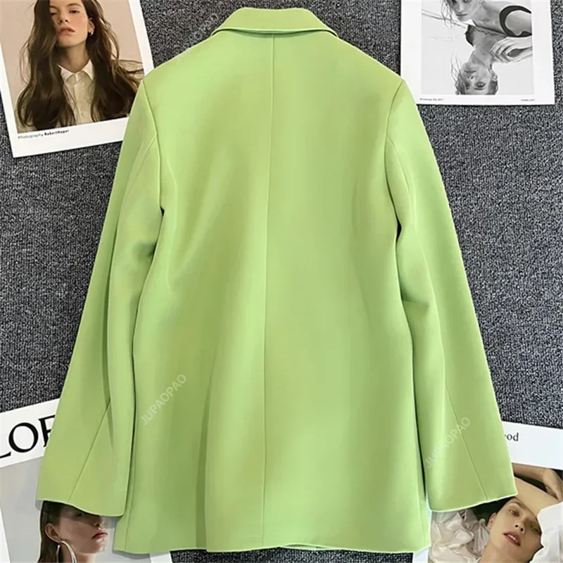 Pink Candy Green Street Suit Jacket for Women New Korean Version Stylish Celebrity Temperament Casual Single Piece Top Jacket