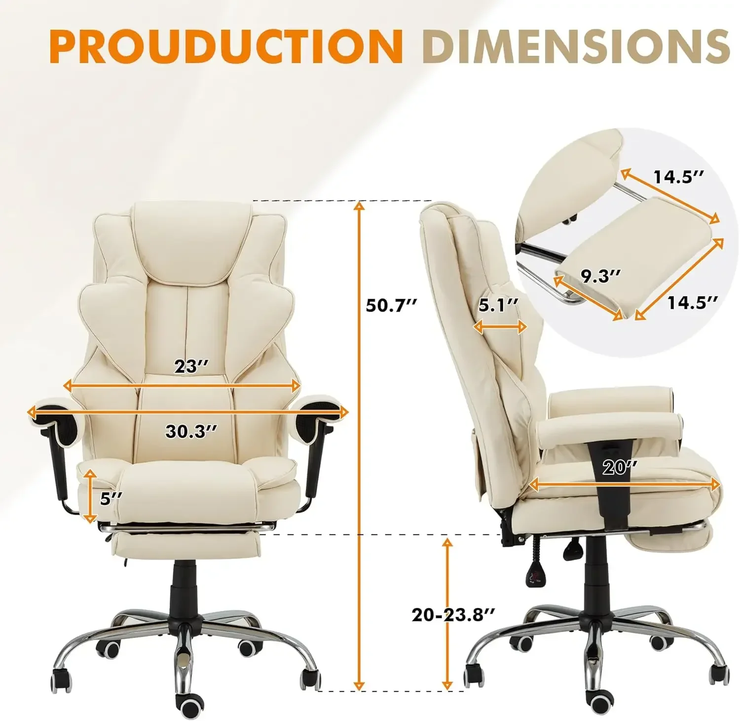 [High-Quality, Hot Deal!]6-Point Massage Executive Chair,Heat Office Chair,Ergonomic Home Office Desk Chairs with Retractable Fo