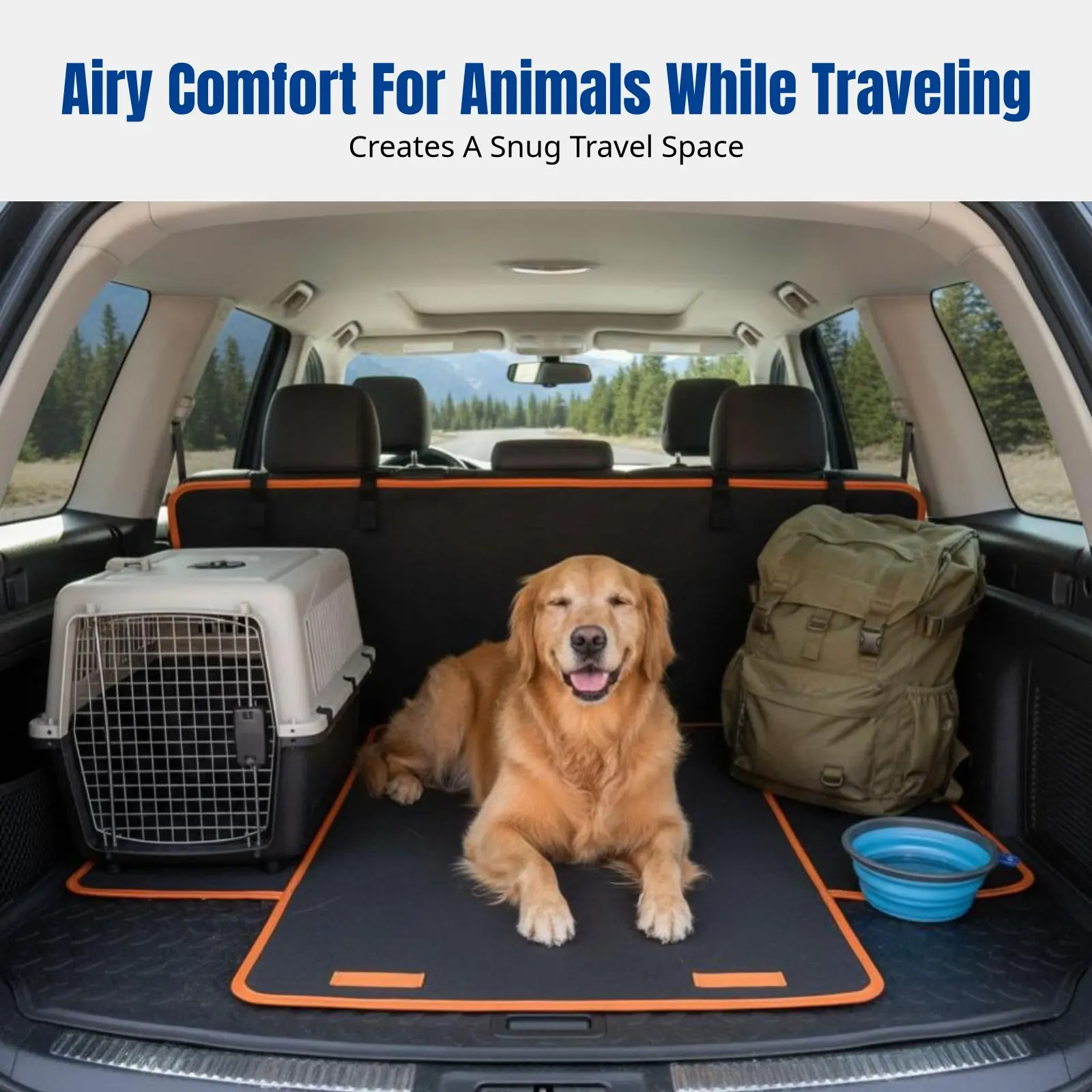 

Коврик для багажника внедорожника, водонепроницаемый, устойчивый к царапинам, складной, универсальный чехол для перевозки собак, черный с оранжевой окантовкой