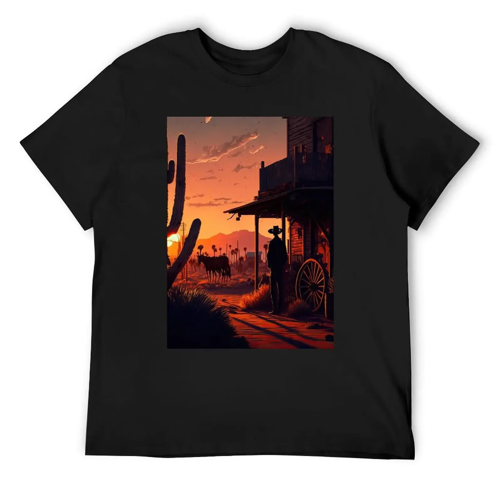 

Western Sunset T-Shirt blanks rapper graphic tees T-shirt men