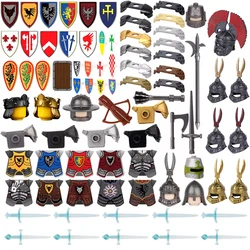 Medieval Castle Military Knight Building Blocks Soldier Weapon Armour Helmet Shoulder Armor Shield Crown Bow Battleax Bricks Toy