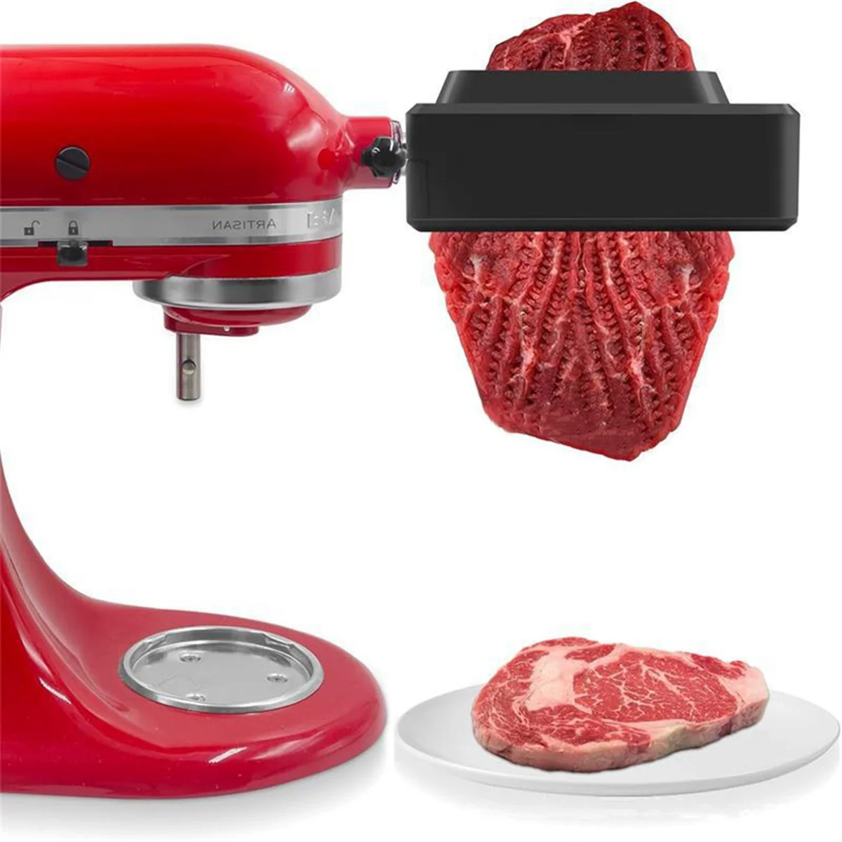 

B59A Размягчитель мяса для Kitchenaid, подставка-миксер, шестерни из нержавеющей стали, размягчитель мяса, кухонные размягчители для птицы, белый цвет