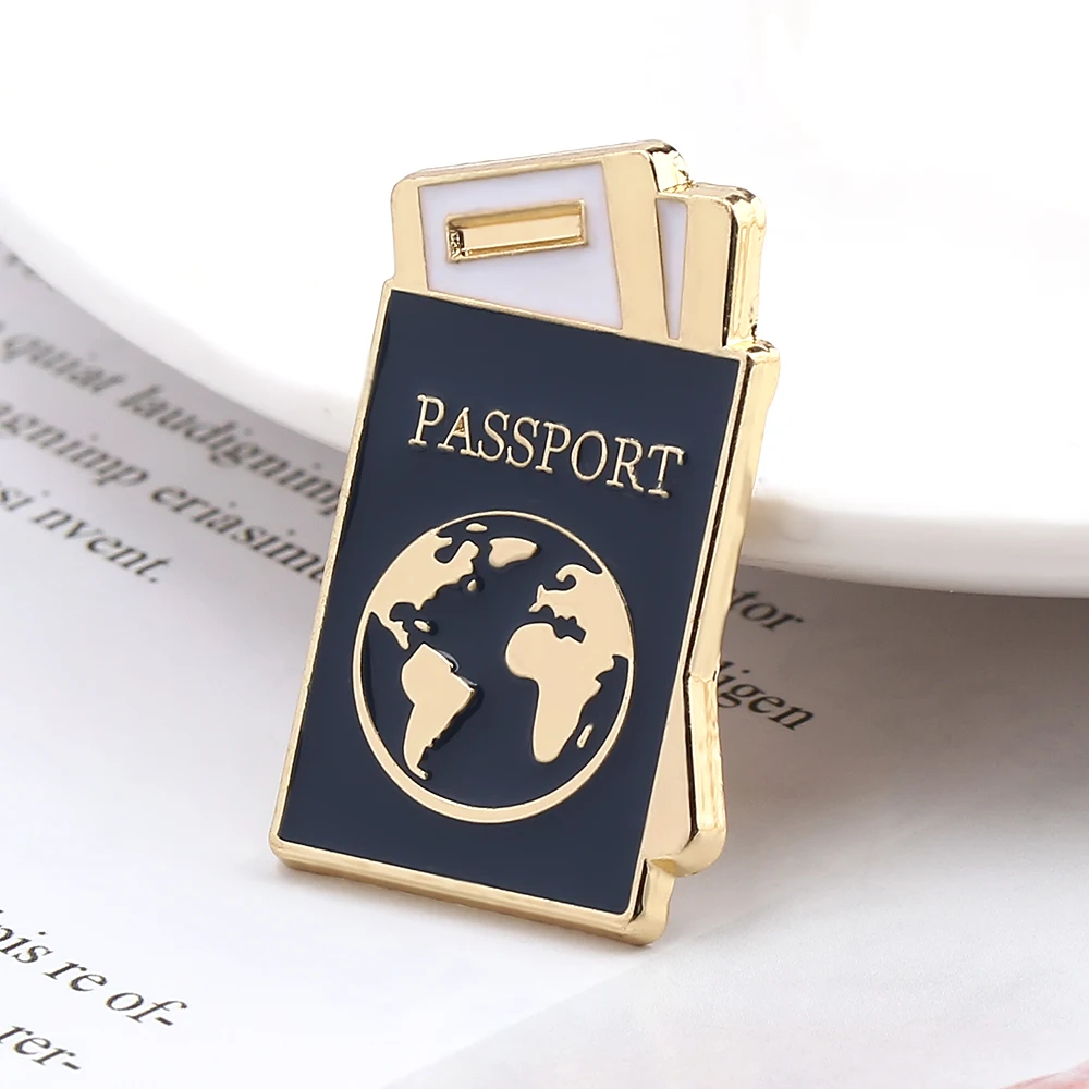 Travel Passport Enamel Pins Brooch Metal Badges Jewelry Accessories Pilot Gifts