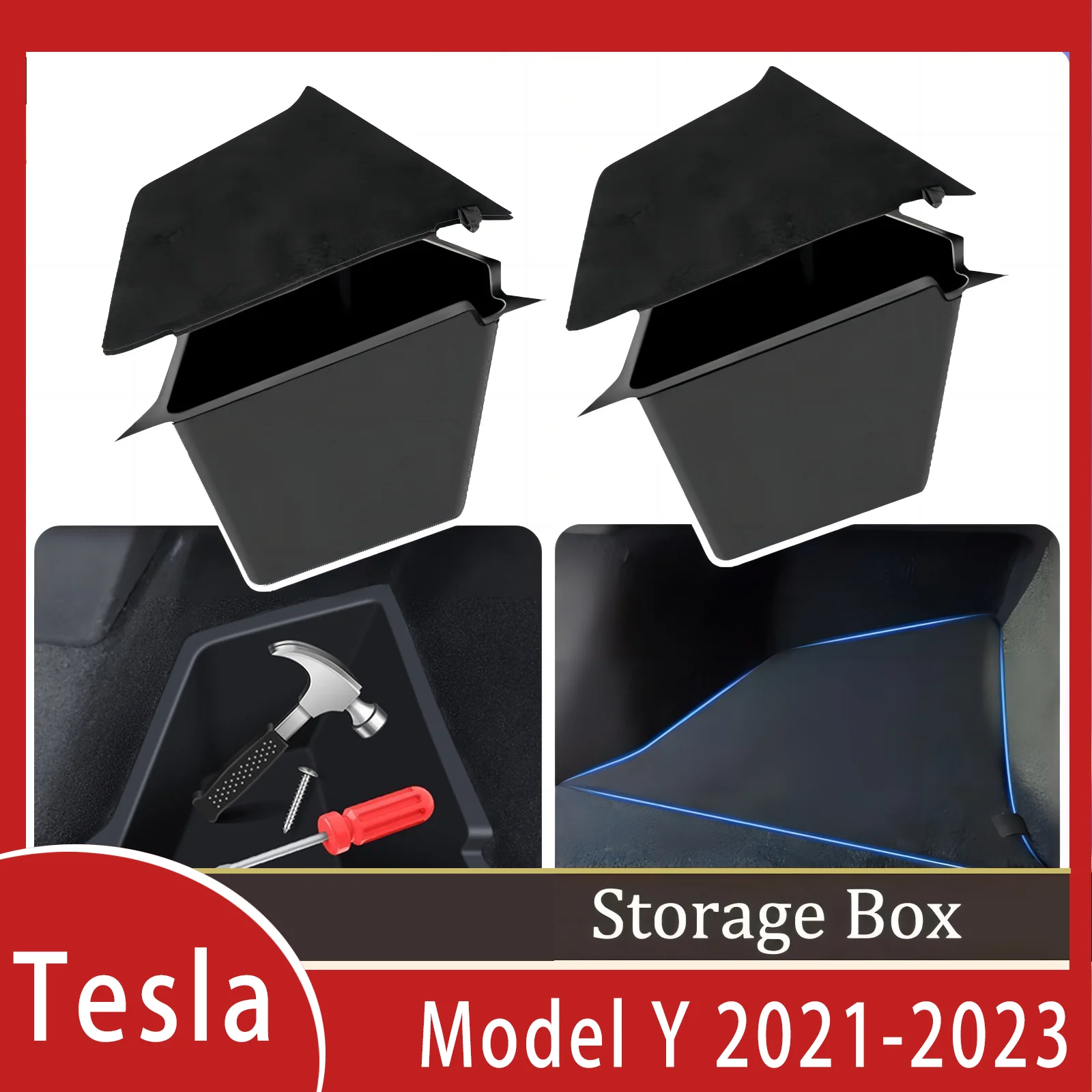 

2Pcs/Set Tesla Rear Trunk Organizer Storage Box Left Right Bins Side Tray Stowing Tidying Packet For Tesla Model Y 2021-2023