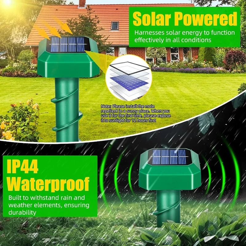 Upgraded Solar Ground Spike Mosquito Killer & Rodent Repeller Vibration & Ultrasonic Auto Night Light IP44for Yard Garden Farm image 6