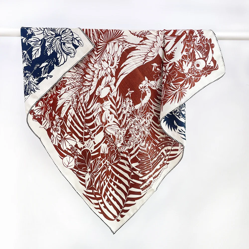 シルクウールスカーフ 85CM 冬ショール 高級デザイナー スクエアバンダナ 手巻きショール スカーフ ダブルフェイス 母 クリスマスギフト