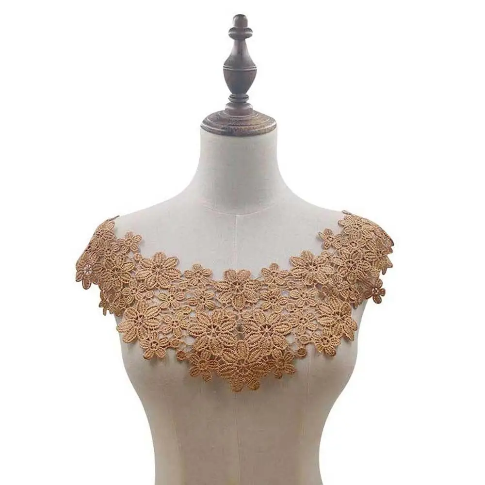 DIY Fabric Embroidered Floral Wedding Craft Lace Fabric Applique Lace Collar Neckline