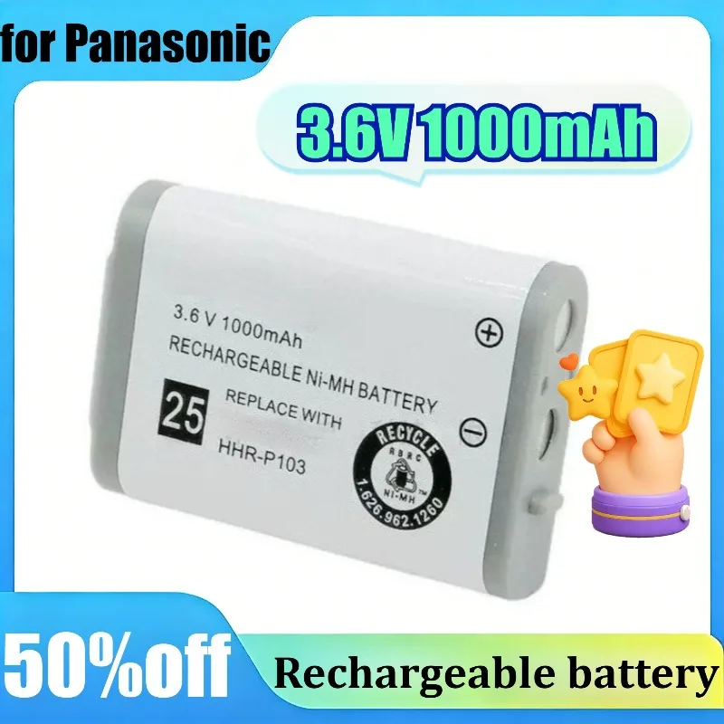

HHR-P103 HHRP513A Type25 for Panasonic Cordless Phone Handset 3.6V 1000mAh Ni-MH Rechargeable Battery