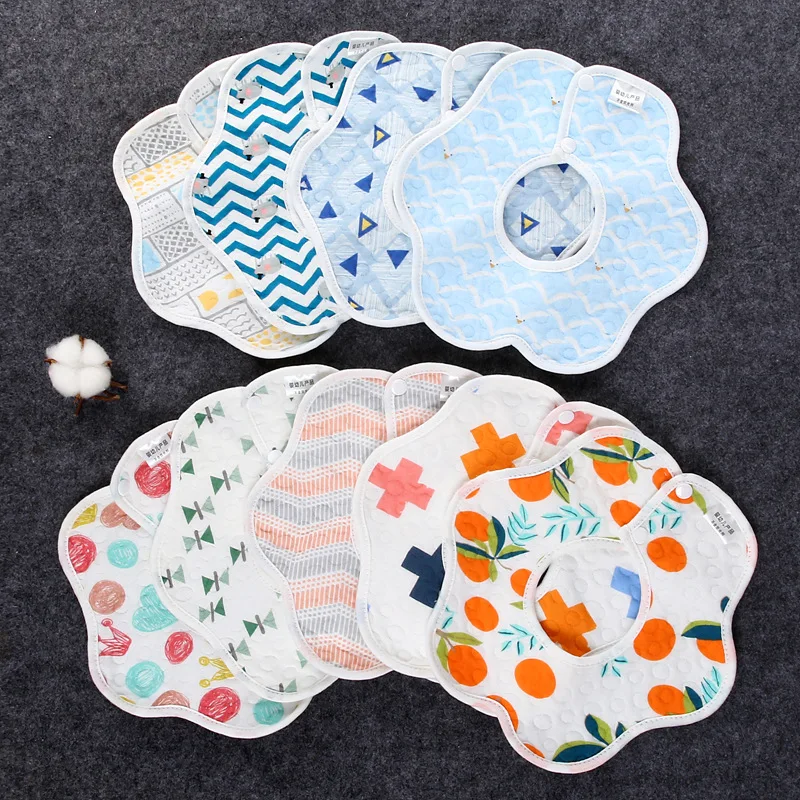 Waterproof Baby Feeding Bibs 360 Degree Petal Infants Cute Cotton Yarn Saliva Towel Newborn Toddler Soft Burp Cloth For Kids Bib