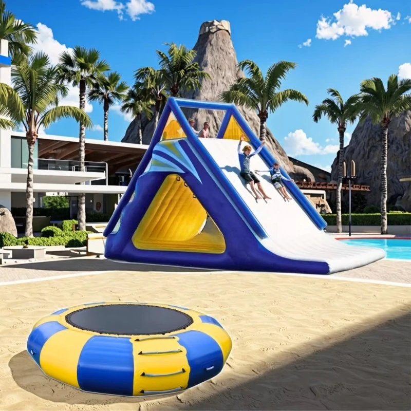 

Commercial Inflatable Vinyl Water Park with Water Slide Cheap Floating Water Island for Sports