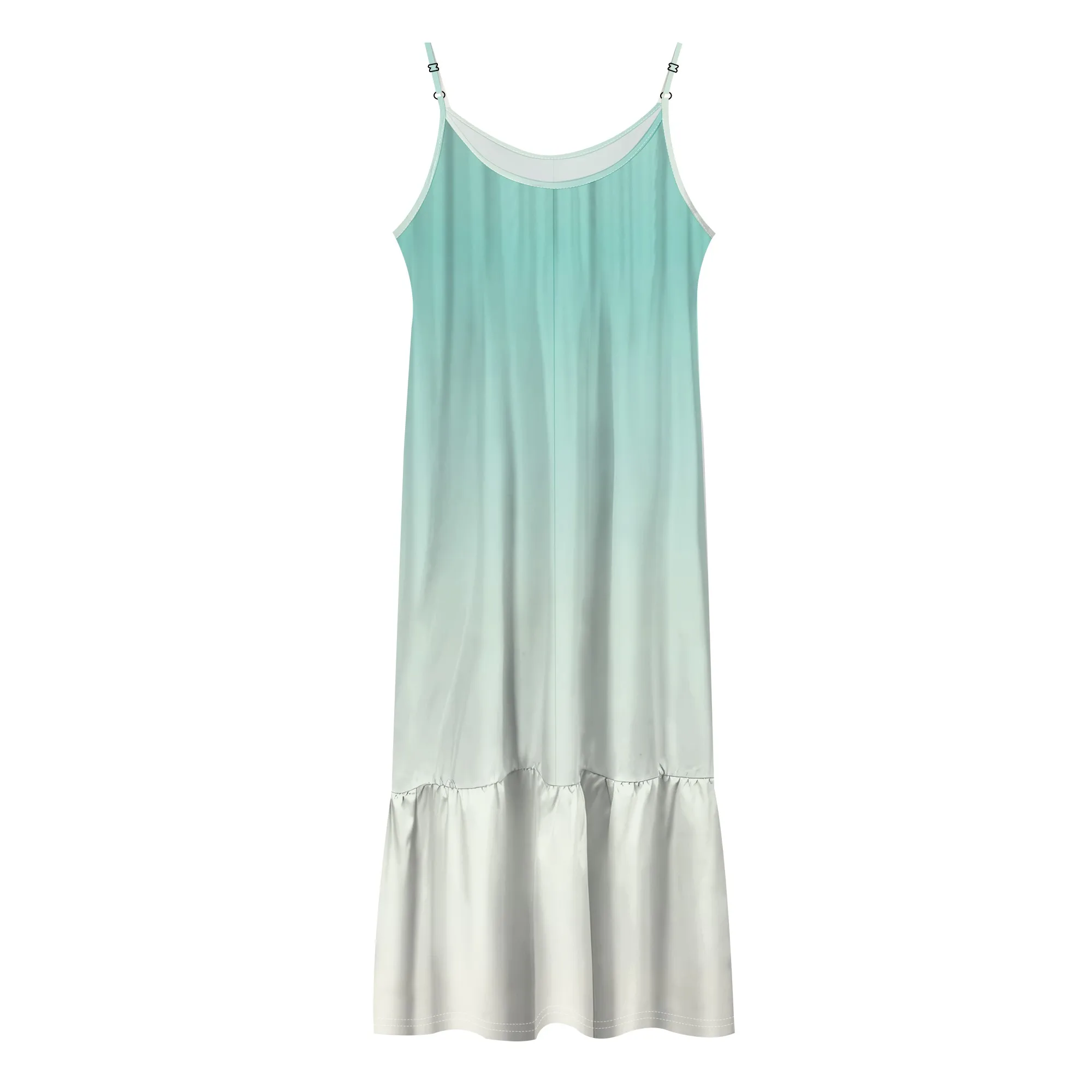 สตรีฤดูร้อน Ruched แขนกุด Scoop คอ Midi ชุดลําลองหลวม Fit Flowy ฉัตร Line Beach Cami Sundress