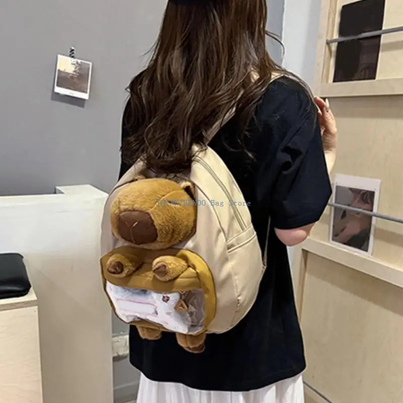 340D Large Capacity Shoulder Bag Capybaras Plush Animal Spliced Cartoon Backpack
