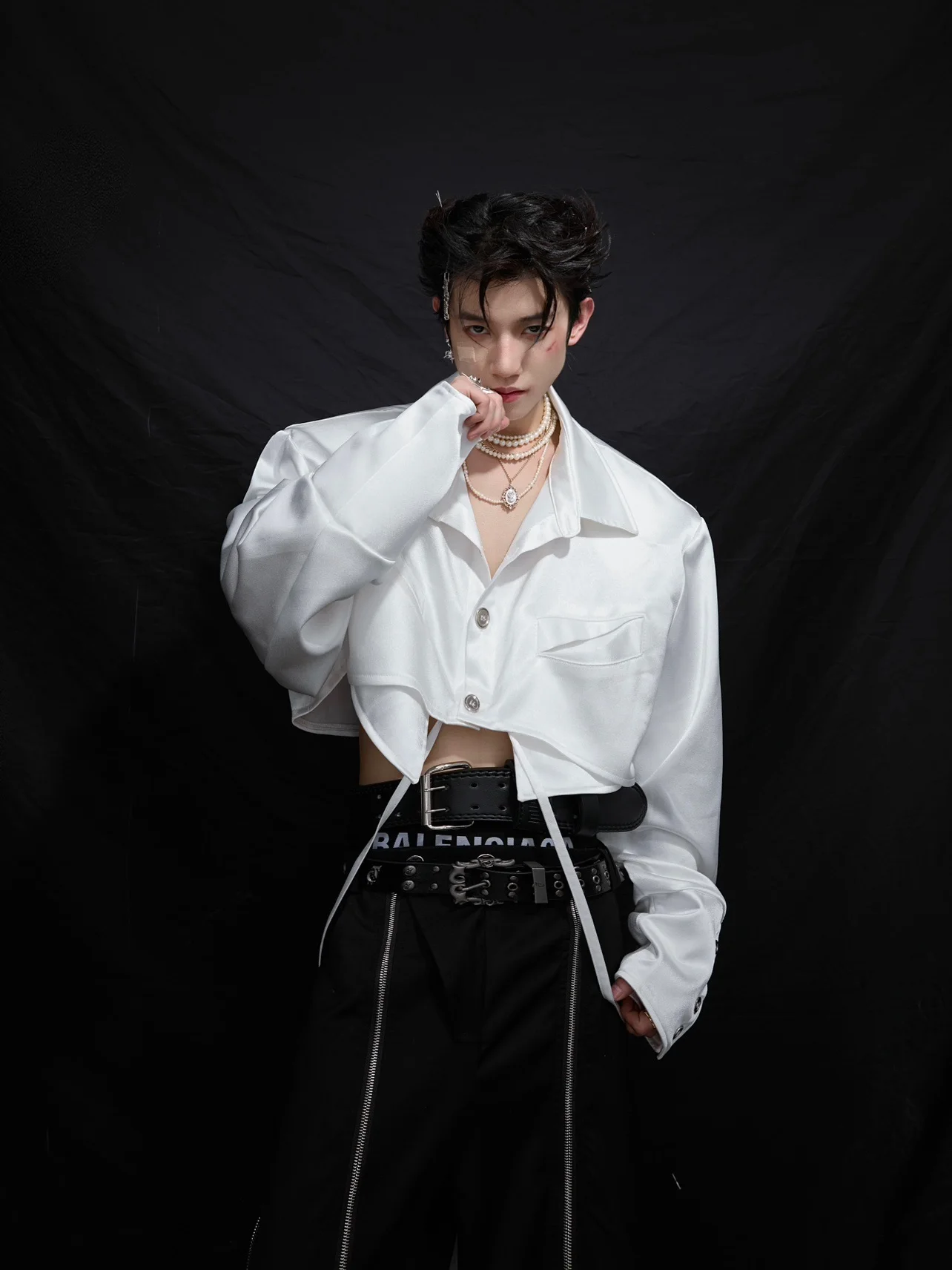 

ArguECulturE Deconstructed Design Short Shirt with Sashes Padded Shoulder Smooth Luxury Casual Fashion for Youth Summer Cotton