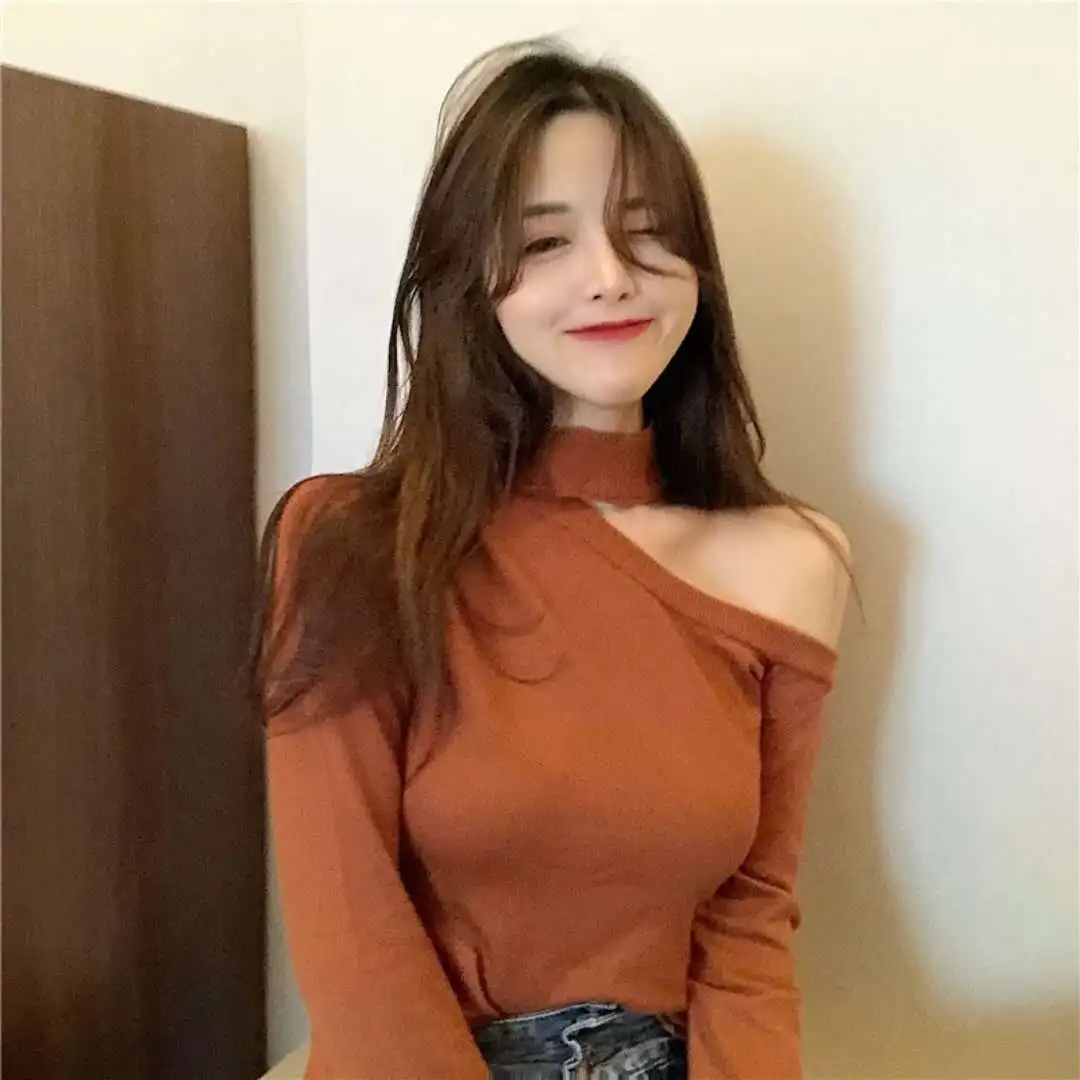 Women\'s Knit Sweater Halter Neck Dark Coquette Ladies Pullovers Off Shoulder Sale All Cheap Elegant Fashion 2024 Basic Aesthetic