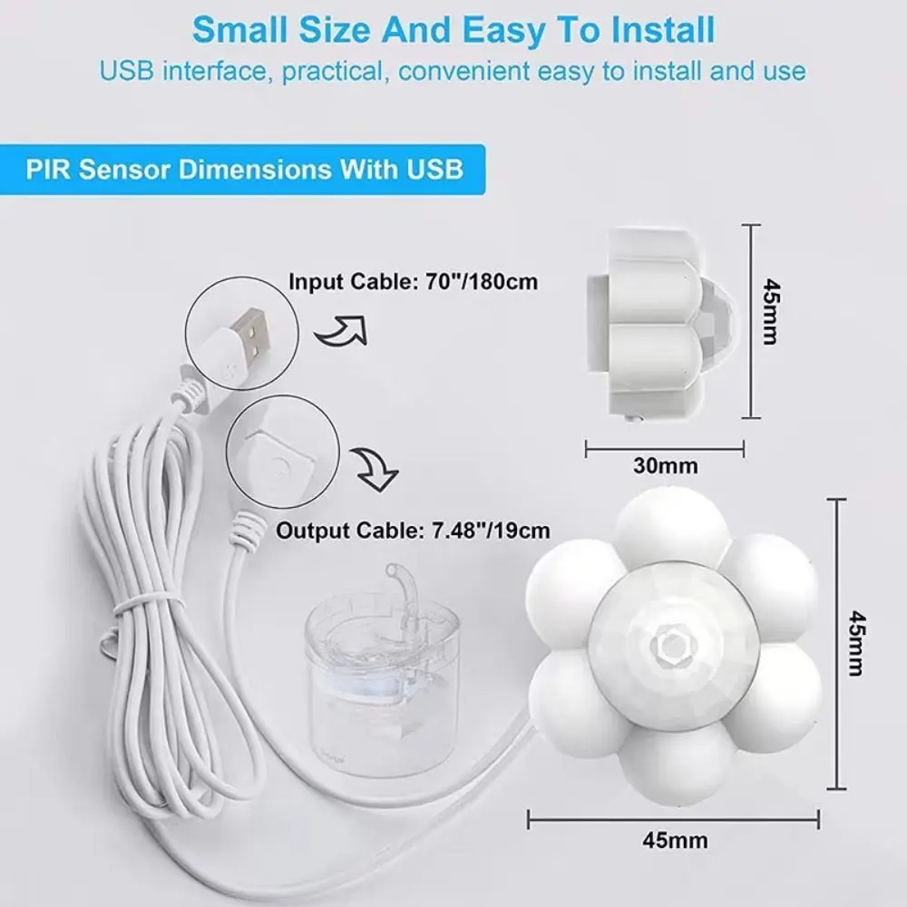 Intelligent Cat Fountain Motion Sensor Energy Saving USB Interface Auto Water Feeder Start Stop Sensitive Quiet