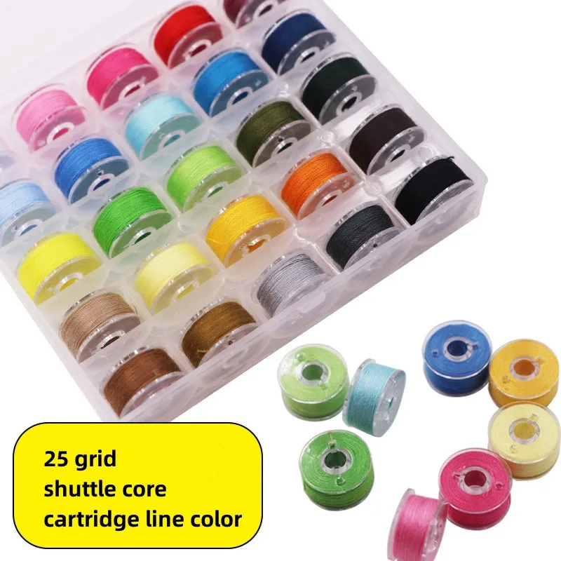 

25 шт./коробка, разноцветные предварительно обработанные швейные нитки для вышивки и швейной машины