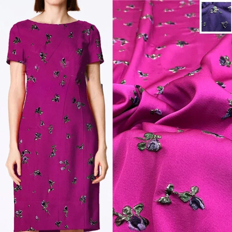 Elegant Gold Thread 3D Embossed Jacquard Brocade Fabric Yarn-Dyed Dress Textile with Subtle Texture for Luxury Fashion Sewing