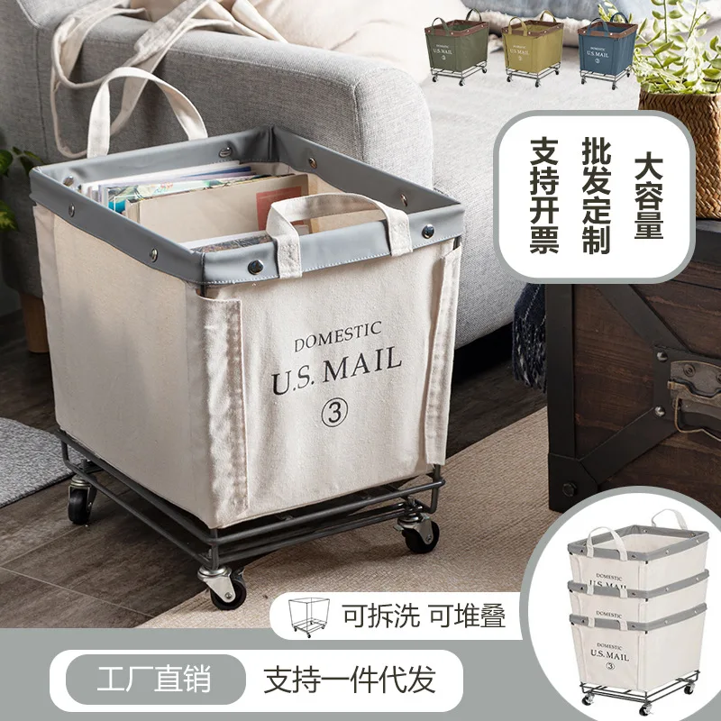 

Living Room Simple And Movable Removable Fabric Dirty Clothes Basket Table Side Magazine Baskets Storage Shelf Loading 20kg