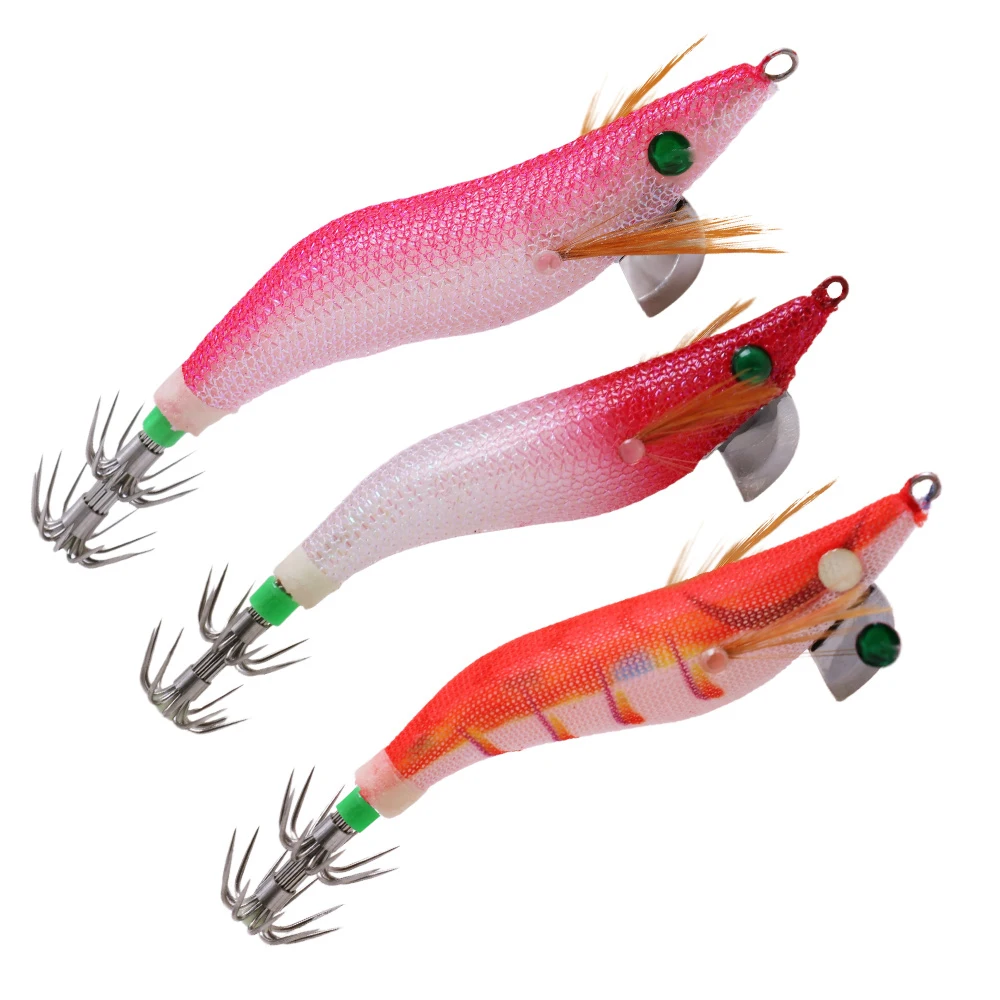 Cebo de camarón luminoso de madera con plomo para pesca en mar - imagen 3
