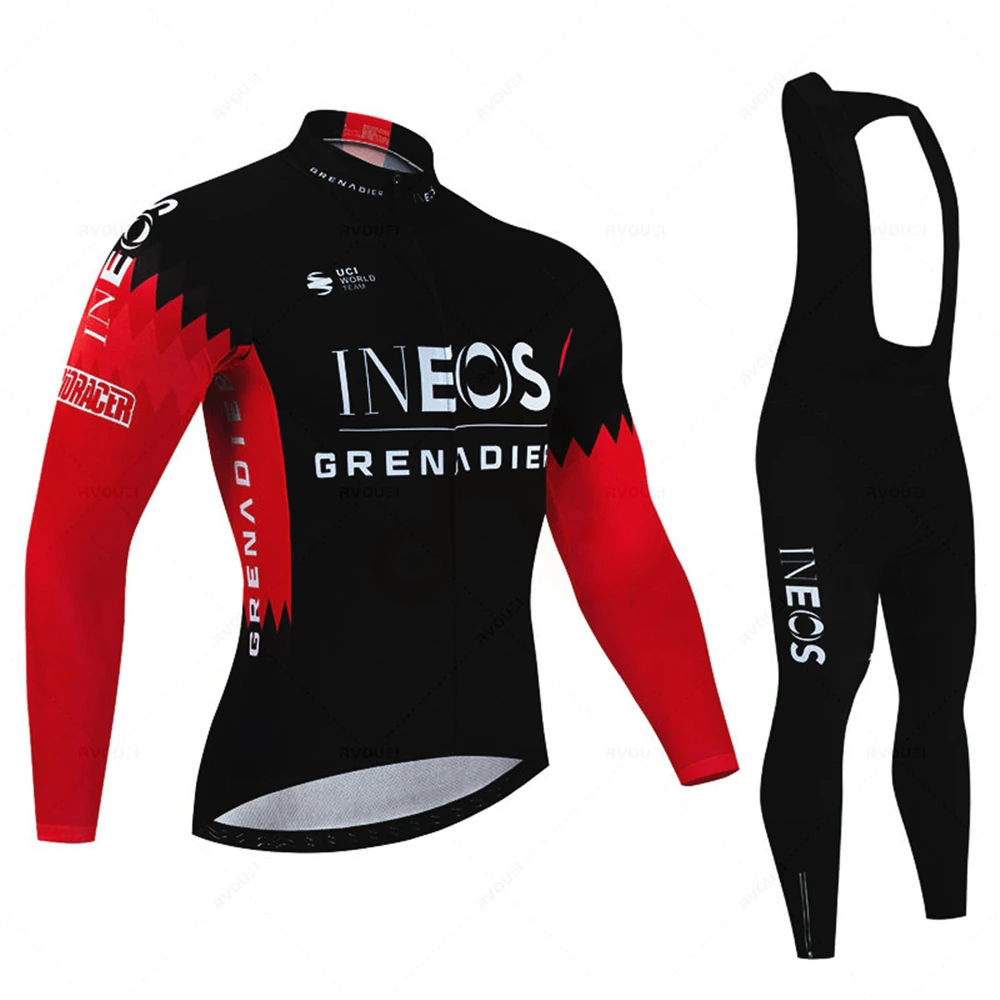 Ineos Pro Team Autumn Long Sleeve Cycling Jersey Set Bib Pants Ropa Ciclismo Clothing Bike Uniform Men Bicycle Clothes Mailllot