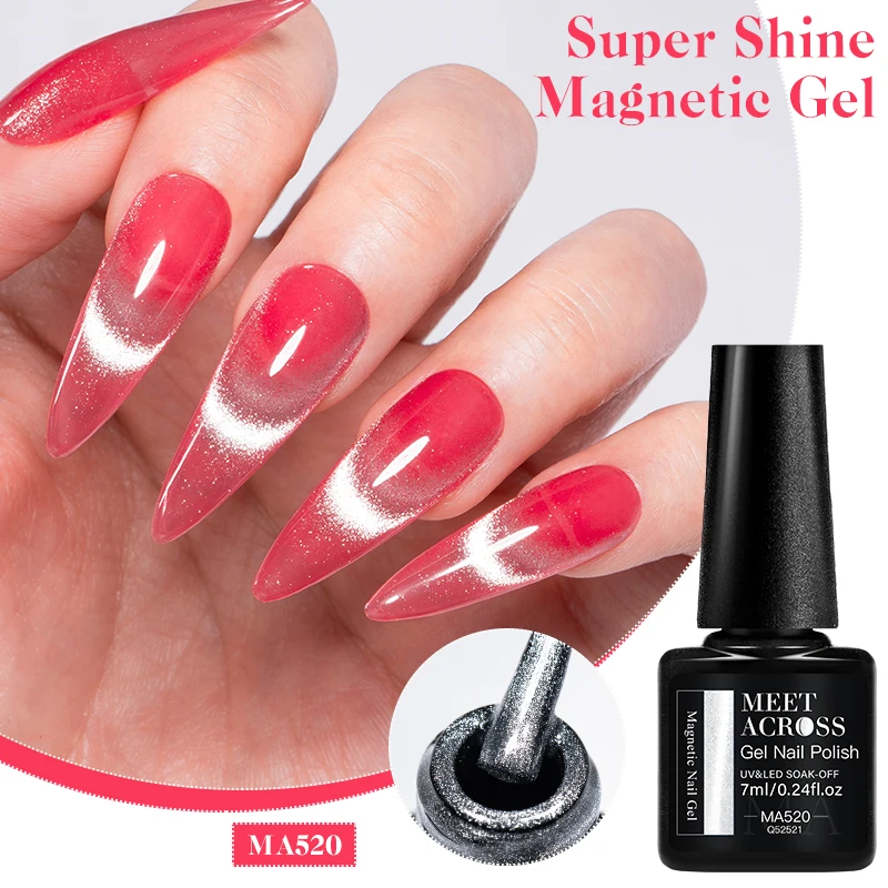 MEET ACROSS 7ml Surper Shine Gel Magnético Unha Polonês Sliver Cor Soak Off Semi Permanente Nail Art Varinish Para Unhas
