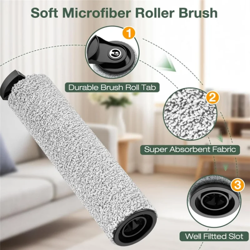A39M Brush Roller And HEPA Filter Set Compatible With Tineco Ifloor 3/ Floor One S3 2 Pcs Brush Rollers + 4 Pcs Vacuum HEPA Filt