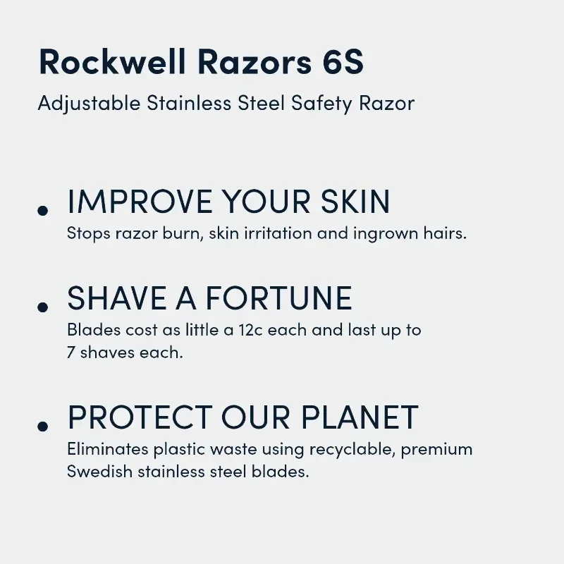 RAZORS 6S Stainless Steel Double-Edge Safety Razor with 6 Adjustable Shave Settings and 5 Blades, 8 Piece Set, Silver