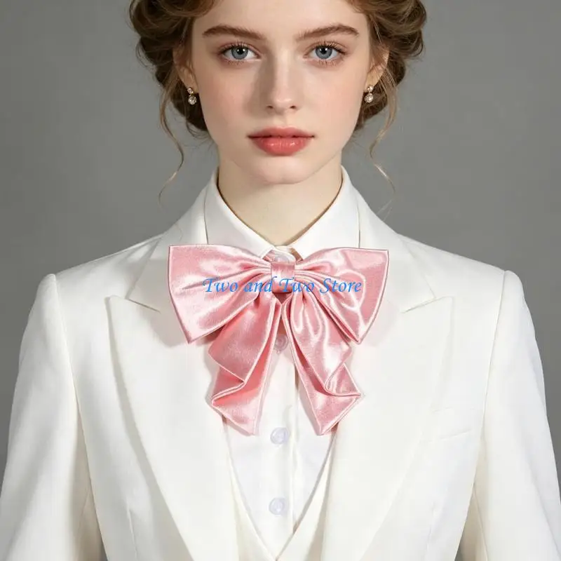 HX6F Elegant Bows Tie Practical Polyester Fabric School Uniform Necktie For Women
