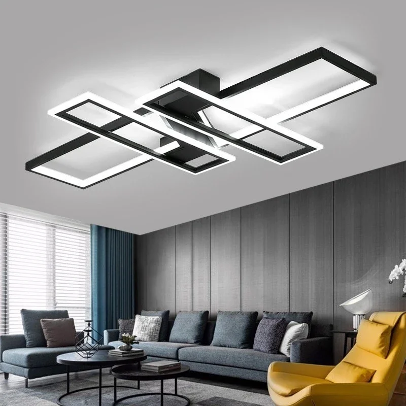 

New Modern Led Chandeliers For Living Dining Room Bedroom Nordic Aluminum White/Black Ceiling Light 85V-260V With Remote Control