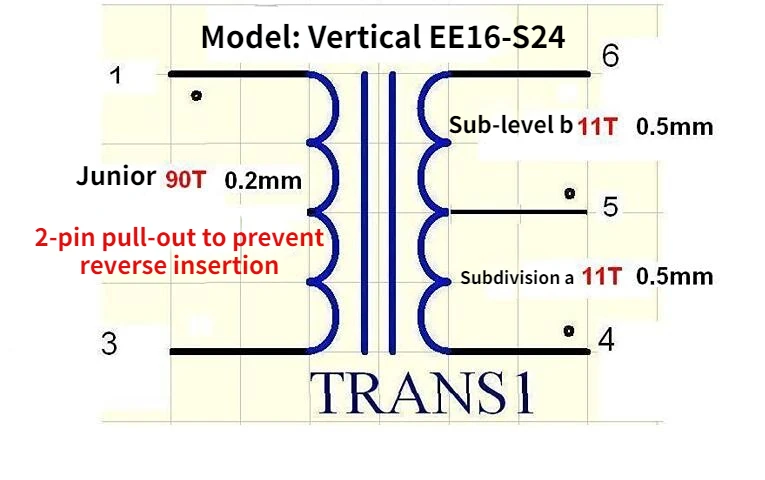 5Pcs EE16-A2/EE16-A4 Switching Power Supply High Frequency Transformer, Maximum Output Power 10W