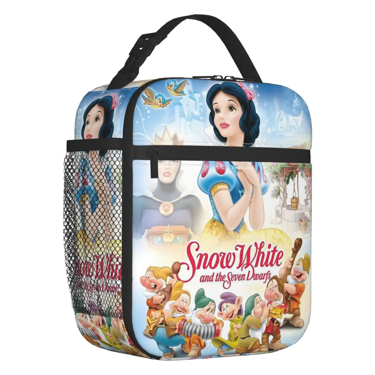 

Custom Snow White And The Seven Dwarfs Portable Lunch Box Cute Cartoon Movie Cooler Thermal Food Insulated Lunch Bag School