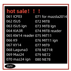 Lishi Herramienta 2 en 1, ICF03, ISU5, KIA3R, KW14, K9, KY14, Laguna3, Maz24, Mazda2014, MIT8, MIT11, MIT9, NE71R, NE72, NE78