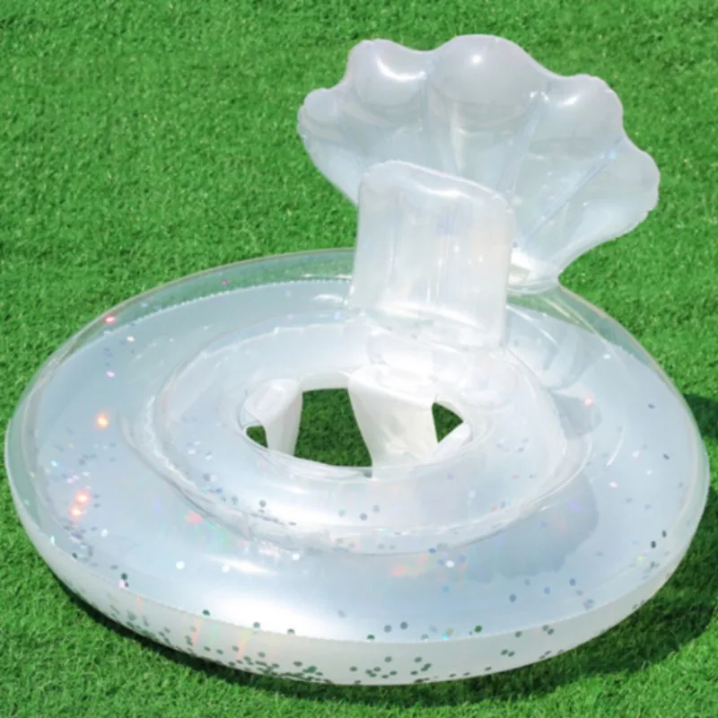 夏用クリアシェルインフレータブルおもちゃベビー水泳リング屋外プールインフレータブルフローティングシートウォータートイズ（スパンコール付きスイムサークル）