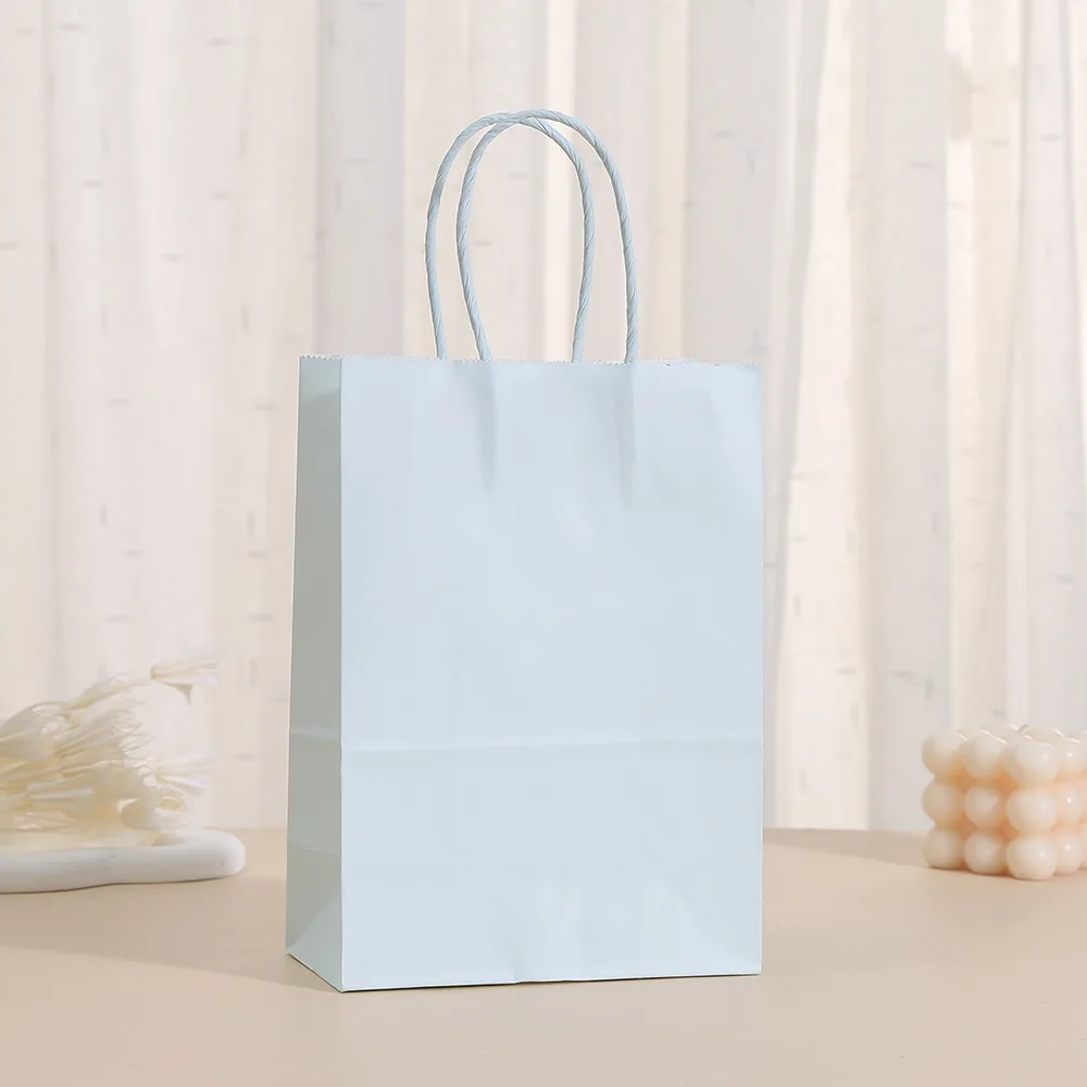 6/12/24 stuks Pastel Kraft Papieren Cadeautasjes met Handvatten, Macaron Kleur Feesttasjes voor Verjaardag Valentijn Pasen Babyshower