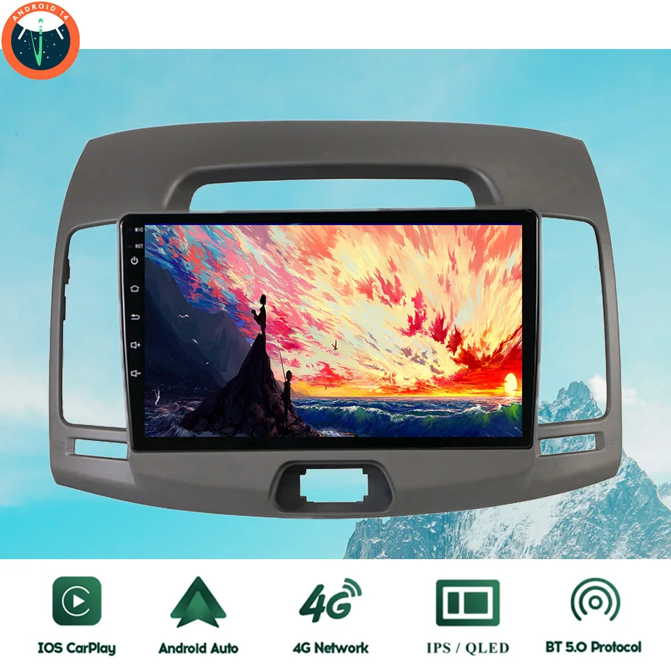Android 14.0 8G+128G Carplay Auto Car Radio Multimedia Video DVD Player For Hyundai Elantra 2006 - 2010 GPS Navigation 4G Lte