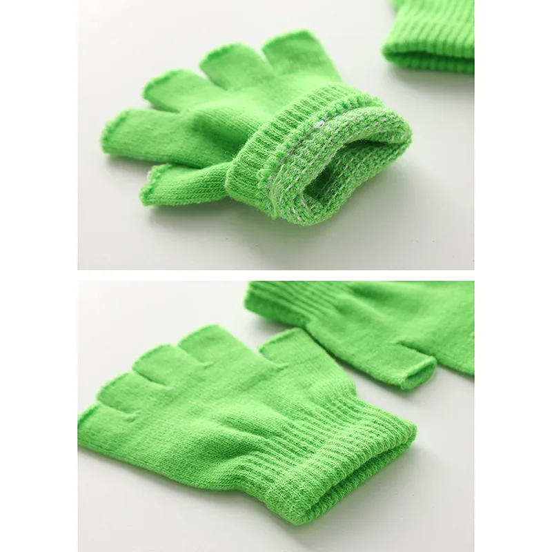 Guantes de medio dedo para hombre y mujer, mitones de muñeca de punto, cálidos, elásticos, sin dedos, para ciclismo al aire libre, Invierno