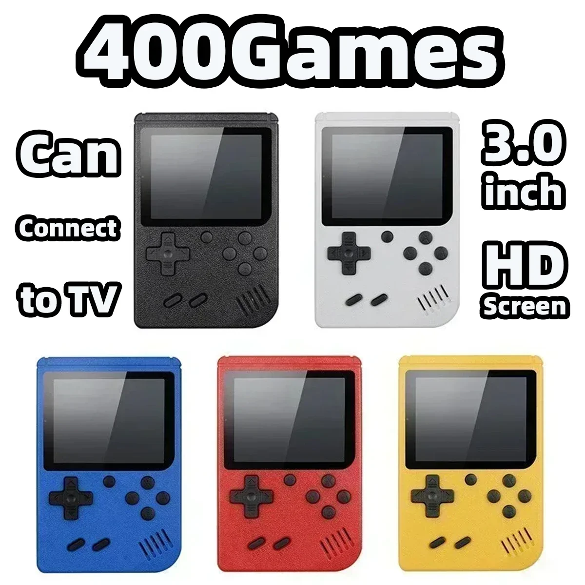 Built-in 400 Two-Player Game Console Portable Pocket Case Mini Retro Handheld Game Console 3 Inch LCD Game Player Christmas Gift