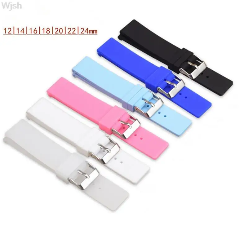 男性と女性のためのユニバーサルソフトラバーバンド,シリコンストラップ,時計アクセサリー,キャンディーカラー,交換用ブレスレット,12, 14, 16, 18mm, 20mm, 22mm, 24mm