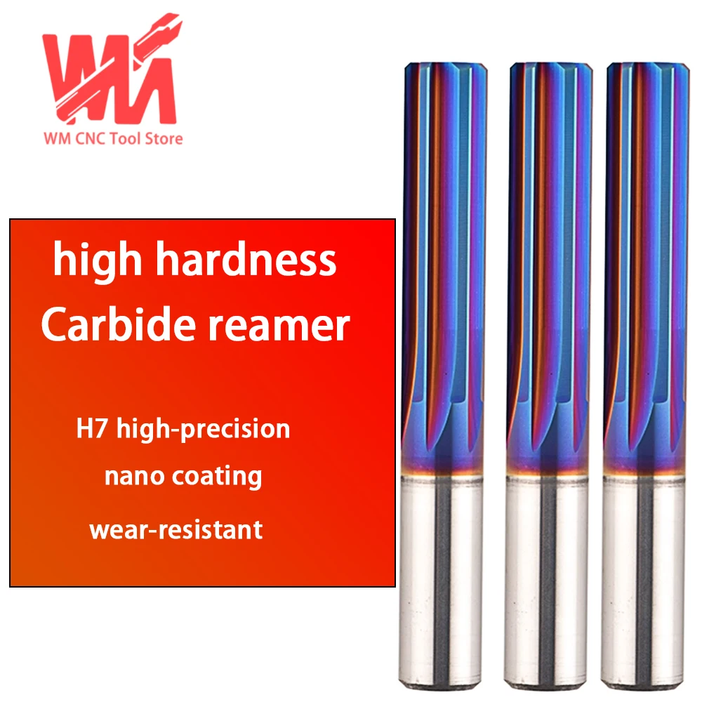 

Blue nano coated tungsten steel reamer, alloy reamer, high-precision spiral reamer, non-standard straight shank machine reamer
