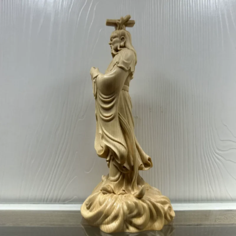Vintage Wood Carving Dragon King Statue - Traditional Chinese Mythical Deity, Home Shrine & Altar Ornament